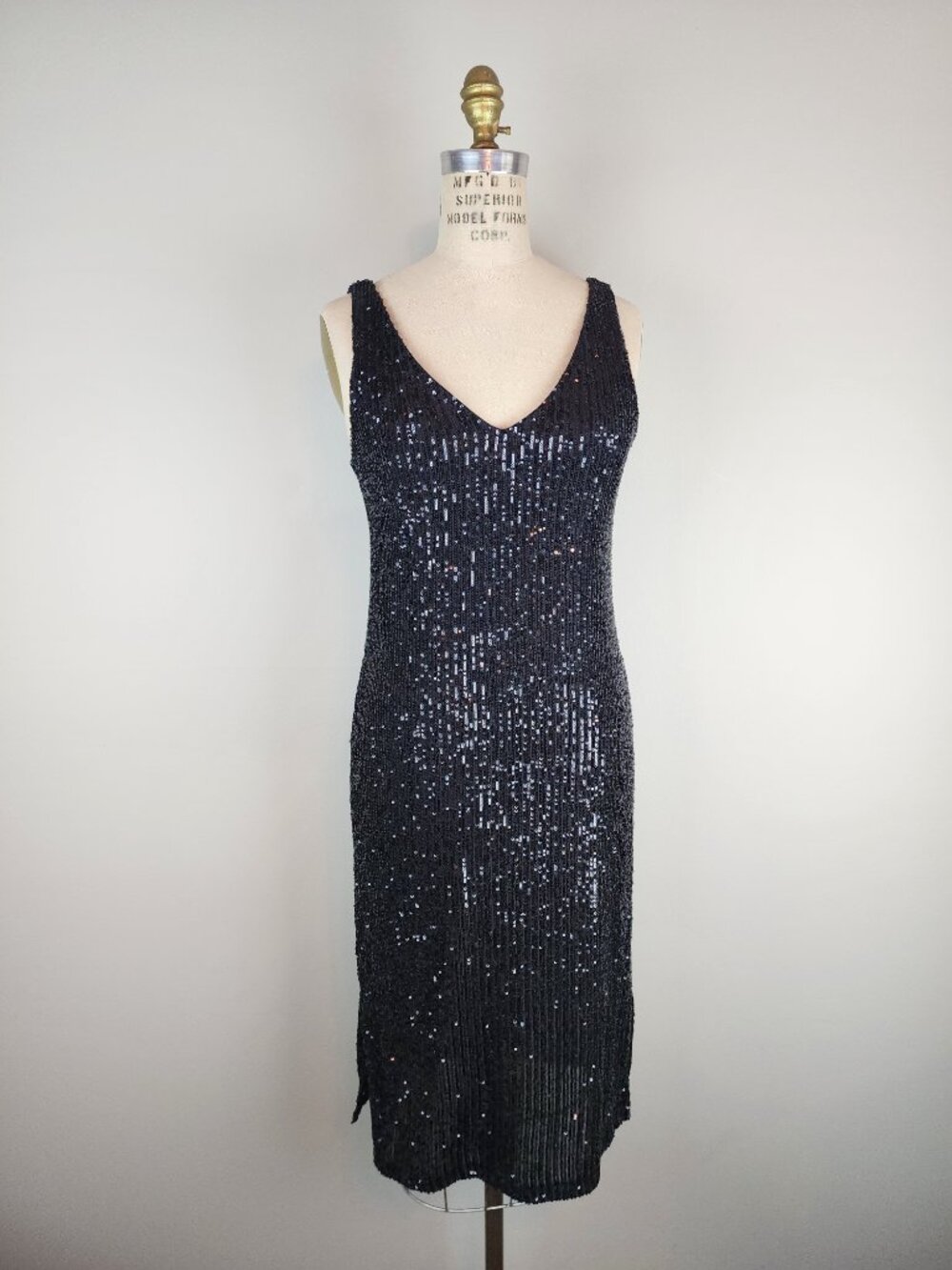 CeCe Classic Black Sequin Sleeveless Sparkly Cocktail Dress * Ladies Size Small